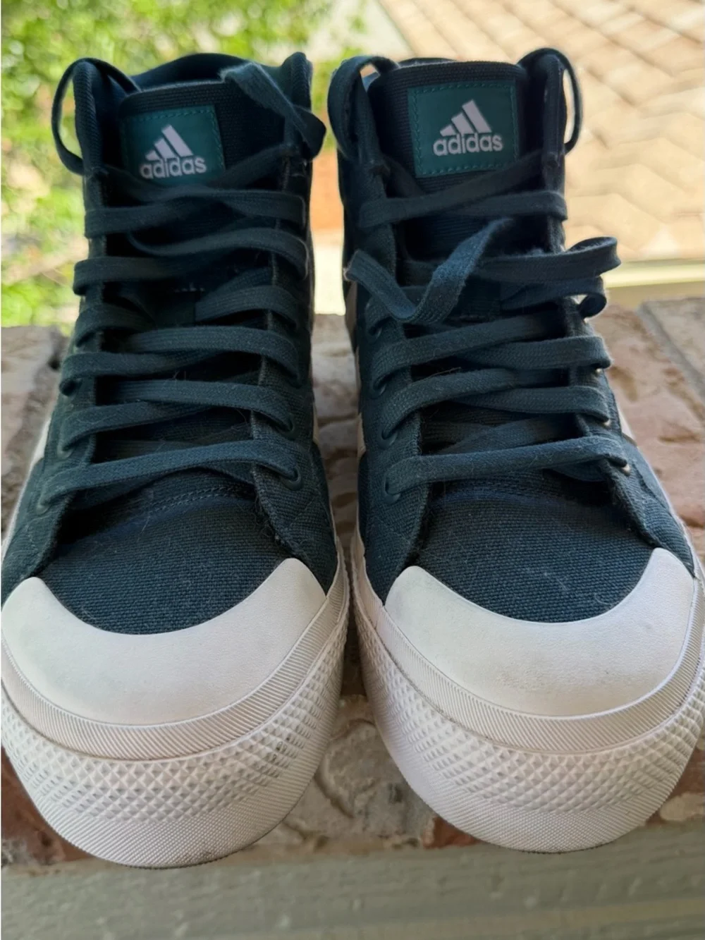 Adidas Women's High-Top Sneakers in Dark Green and White - Picture 2 of 8